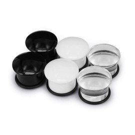 Set of 3 Pairs Single Flare Acrylic Ear Plugs Tunnel Expander Piercing Ear Gauges with O-Ring (Gauge=5/8"(16mm))