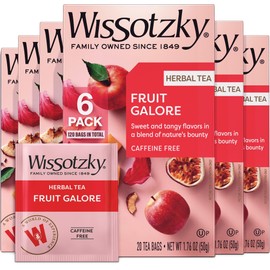 Wissotzky Fruit Galore Herbal Tea (6 Pack - 120 Tea Bags | Caffeine Free Tea | Antioxidant Rich | Fruity Blend | Herbal Tea Bags