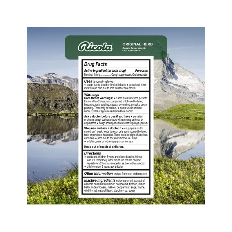 Ricola Sugar Free Original Swiss Herb Cough Drops, 19Count (Pack