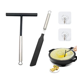 2-Piece Set of Stainless Steel Pancake Tools, Dough Spreader, Crepe Spreader, Spatula, Spreader Machine, Suitable for Kitchen, Restaurant, stall Setting, etc.