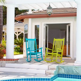 Shine Company Vermont Porch Rocker, High Back Wood Rocking Chair, Lime