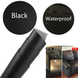 car elements Black Vinyl Faux Leather Fabric Sheet Repair Auto Marine Rv Seat Sofa Furniture - Black, 240"x54"