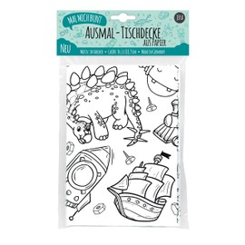 Paper tablecloth for colouring, explorer motif, colouring pictures boys, colouring dinosaur, children's birthday decoration, paintable cloth, Mal Mich colourful