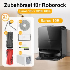 RUKHOOL Accessories for Roborock Saros 10R Replacement Parts Accessory Set with 2 Main Brushes, 6 Dust Bags, 4 HEPA Filters, 6 Mop Pads, 6 Side Brushes