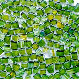 AONUOAO 1.1LB Green Irregular Crystal Glass Mosaic Tiles for Crafts, Mosaic Tiles for Crafts Bulk, Mosaic Pieces for Crafts, Mosaic Making Supplies