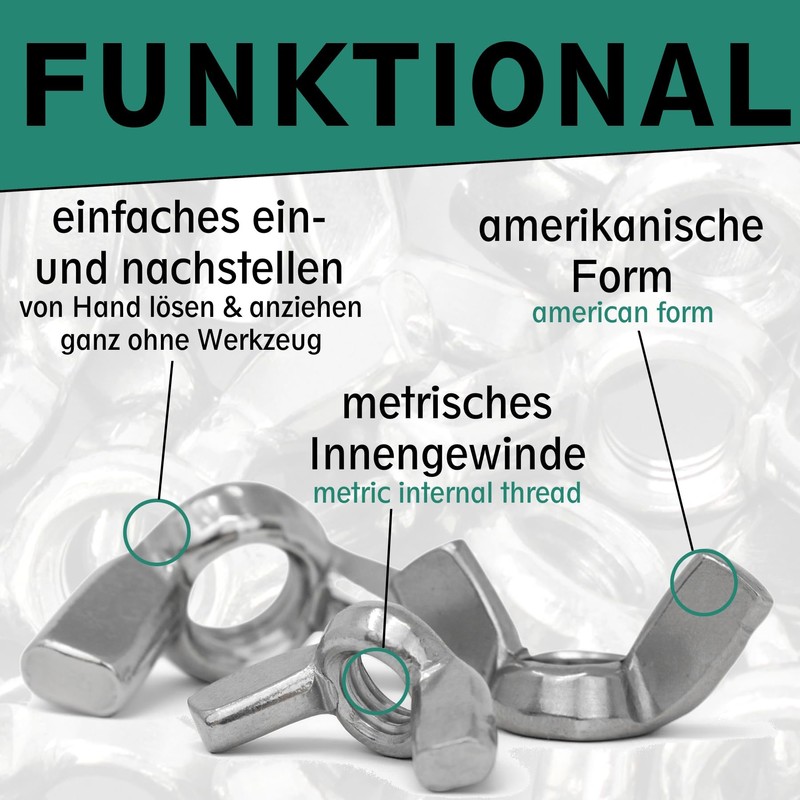 Wing Nuts in Accordance with DIN 315 American Shape Stainless