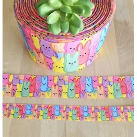 Unbranded 7/8, 1.5 & 3" (1 YD) Peeps Grosgrain Ribbon Easter Bunny Rabbit Hair Bow Ribbon - 1.5 inch