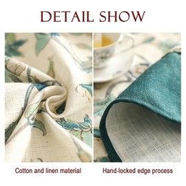 patdrea Designer Floral Linen Table Cloth French Spring Summer Durable Breathable Table Cover Decor Kitchen Dining Tablecloth for Rectangle Tables for Kitchen Dining Parties,Holiday,Patio, 63"x 94"