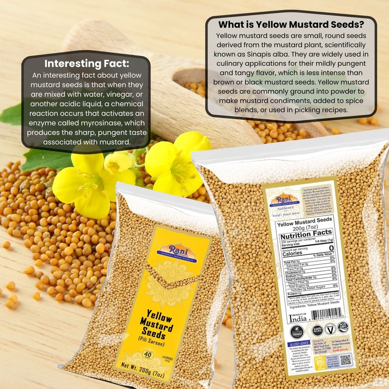 Rani Yellow Mustard Seeds Whole Spice 7oz (200g) ~ Ideal