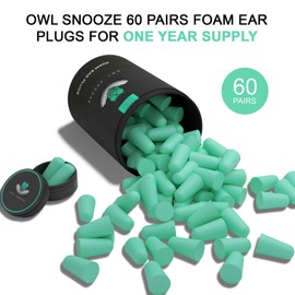 Ear Plugs for Sleeping The Best Noise Cancelling Ear Plugs for Sleeping by Owl Snooze 60 Pairs 38dB Highest SNR, New & Upgraded Reusable & Custom fit Super Soft Foam Earplugs (Green)