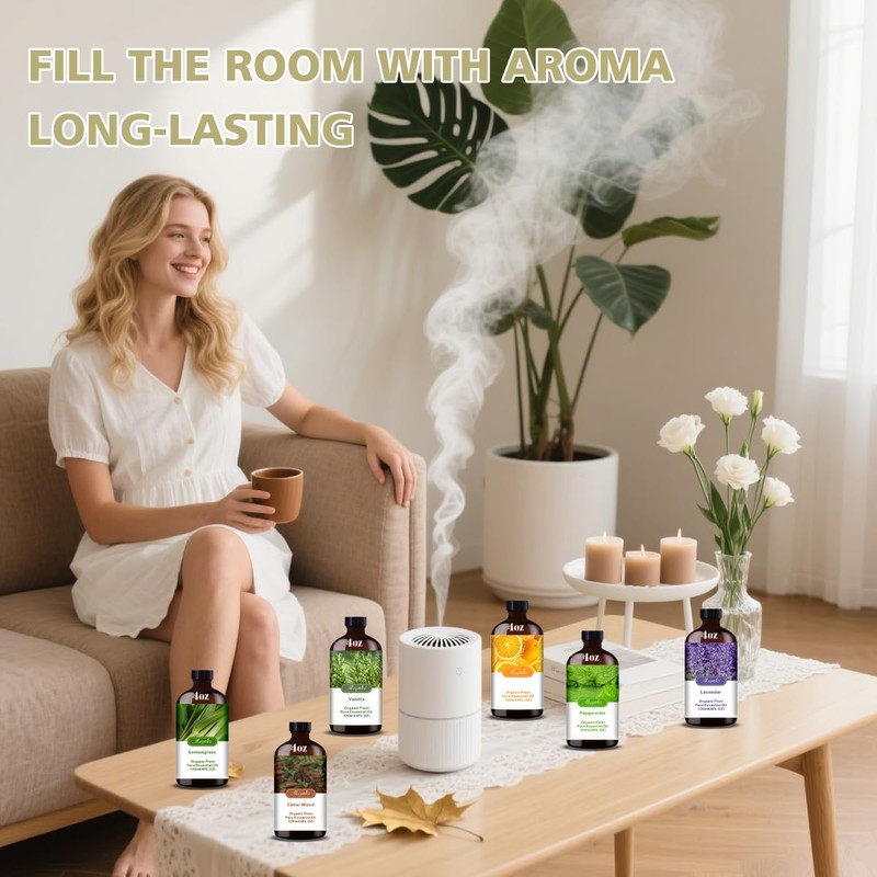 Aromatherapy Essential Oil Set - 6 Bottles × 120ml Lavender,