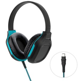 Gumdrop DropTech On-Ear Wired Headphones with USB-C Type and Long Tangle Free, Chew-Proof Cord - Rugged, Reliable, Drop Tested and Comfortable for Kids, K-12 Students, Classroom and School Use - Black