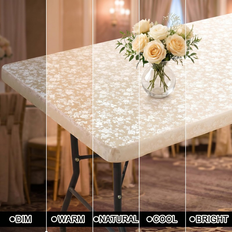 Smiry Heavy Duty Vinyl Fitted Tablecloths for 6 Foot Rectangle