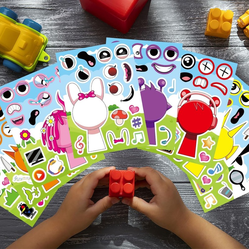Cartoon Make a Face Stickers, 24 Pieces DIY Puzzle Stickers,