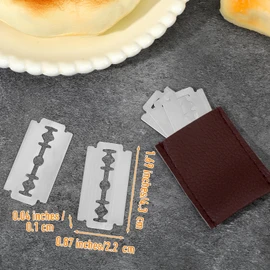 Gjinxi Bread Lame Blades 30Pcs Stainless Steel Bread Lame Included Leather Bread Lame Blades Refill for Bread Scoring Blade Dough Scoring AccessoriesTool Bread Scoring Blades for Refill