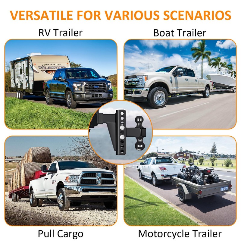 Adjustable Trailer Hitch -Drop Hitch-Tow Hitch with 2.5 inch Receiver-6inch