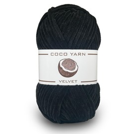 Velvet Yarn for Crocheting – CocoYarn - Chenille Chunky Yarn for Hand Knitting, Fluffy Soft Plush Jumbo Amigurum Super Bulky Baby Blanket Yarn for Crochet Size 6 100g (131yds) ((Black-11))