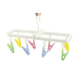 EIKS Laundry Hanger Drying Rack with 8 Clips for Towels, Bras, Baby Clothes, Gloves, Portable & Foldable & Compact Size for Travel