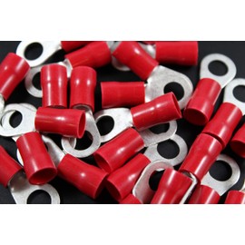 8 Gauge Vinyl 5/16 Ring 25 PK Crimp Terminal Connector AWG GA CAR Eye RVRT8516