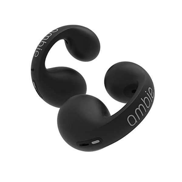 ambie sound earcuffs AM-TW01/BLACK, Listen to Ears without Blocking, Fully Wireless, Up to 6 Hours Continuous Playback, 2 Case Charges, CVC 8.0 Compatible Microphone, QCC4030 Equipped, SBC, AAC, aptX, aptX Adaptive Compatible
