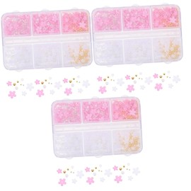 Ipetboom 3 Boxes Nail Gems and Charms Set 3D Resin Flower Nail Art Decor DIY Manicure Accessories