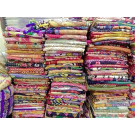 Mycrafts Indian Wholesale Kantha Quilt 1 PCs Tribal Kantha Quilt Vintage Handmade Blanket Patch Throw Hippie Bohemian Old Saree Made