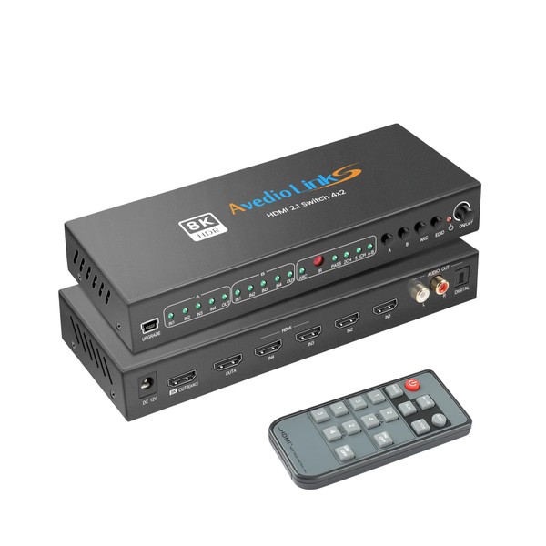 4x2 HDMI 2.1 Matrix Switch, 8K@60Hz, 4K@120Hz HDMI Switch 4