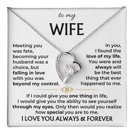 To My Wife Necklace From Husband, Gift For Her, Necklace For Wife From Husband, Gifts For Wife Romantic, To My Soulmate Necklace For Women, Christmas Anniversary Birthday Gift, Valentine Ideas (Forever Love, Silver Standard Box)