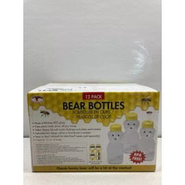 Little Giant Plastic Honey Bear Clear Squeeze Bottles Case of Twelve, 12 ounce
