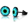 SIISPRI 316L Surgical Stainless Steel Evil Eye Earrings Round Circle