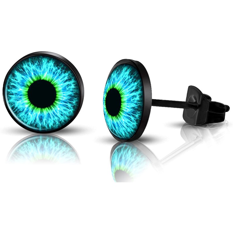 SIISPRI 316L Surgical Stainless Steel Evil Eye Earrings Round Circle