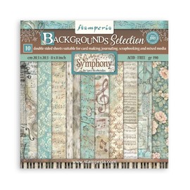 Stamperia - Scrapbook Paper Pad for Scrapbooks, Albums, Cards, Bullet Journals and More, Acid Free, Double-Sided, Perfect for Crafts and Gifting (Symphony Background Selection) (20.3 x 20.3cm)