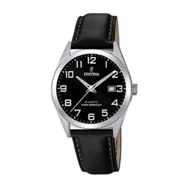 Festina F20446/3 Men's Analogue Quartz Watch with Leather Strap, Black, Bracelet