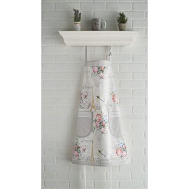 Maison d'Hermine 100% Cotton 1-Piece Kitchen Apron with Adjustable Neck and Middle Pocket, Long Ties for Women/Men, Spring/Summe