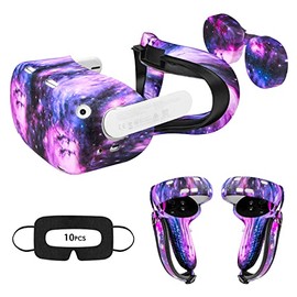 Accessories for Oculus Quest 2, Touch Controller Grip Leather Cover, Front Face Protector Cover, Silicone Face Cover with Lens Protective Cover, Protect Your VR in All Aspects(Starry Purple)