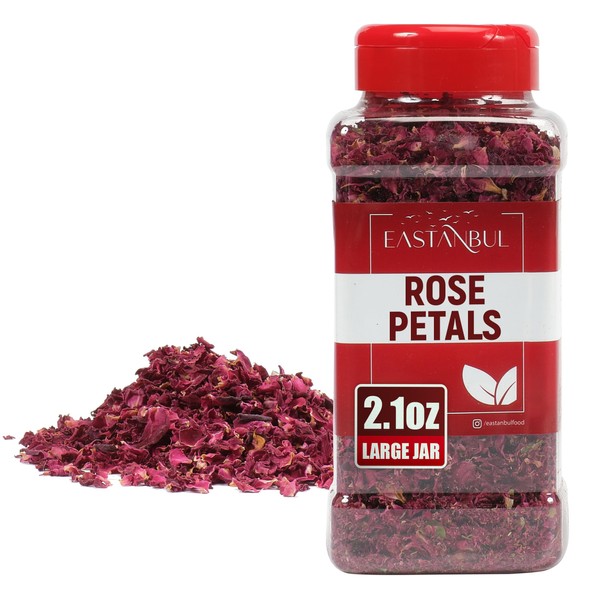 Eastanbul Eastanbul Dried Rose Petals, 2.1oz, Premium Edible Rose Petals,