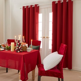 Deconovo Blackout Grommet Curtains – Thermal Insulated, Noise-Reducing, Sustainable & Easy-Care Drapes for Bedroom, Living Room & Office – Oeko-TEX Certified, Red, 52W x 84L Inch (Set of 2)