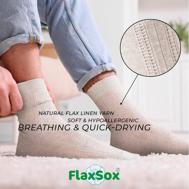 GreenWeave Earthwise - Calcetines de lino ultrafinos y transpirables para