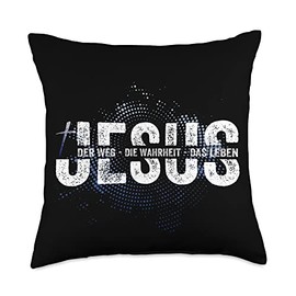 Tolle Geschenkidee für Christen zum Geburtstag Jesus Christ-Fashion for Christians-Way Truth Life Throw Pillow, 18x18, Multicolor