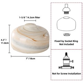 COMPIXIU 7 Inch Glass Shade Replacement for Light Fixtures, Pendant Light Glass Shades, with 1-5/8" Fitter, Handblown Glass Lampshade Cover for Mini Ceiling Light Chandelier, Gray Mixed Brown, 1 Pack