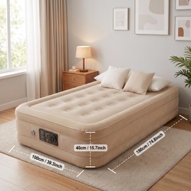 Triphug Single Air Mattress with Built-in Pump , Inflatable Bed , 650 LBS