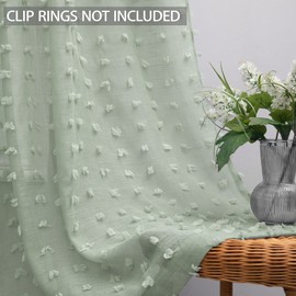 KOUFALL Sage Green Sheer Drapes Curtains 96 Inches Long for Living Room with Pom Pom Designer Patterned Curtains for Bedroom Window Set of 2 Pieces,52x96 Inch Length
