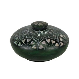 NKlaus Soapstone tin for incense dark green, diameter 10 cm, lid incense container, 15732