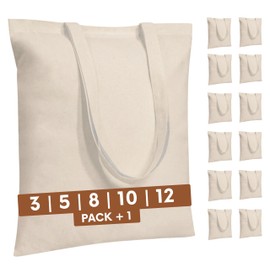 Threaded Totes Economical Cotton Tote Bags, Reusable Grocery Shopping Cloth Bags, Suitable for DIY, Advertising, Promotion, Gift (3+1 Pack) (3)