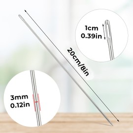 Yuanchu 6 Inch Long Sewing Needles, Sewing Needles with Large Eye Professional Upholstery Needle Leather Sewing Needles Long Hand Sewing Needles for Home Leather Tapestry Embroidery Carpet DIY (6