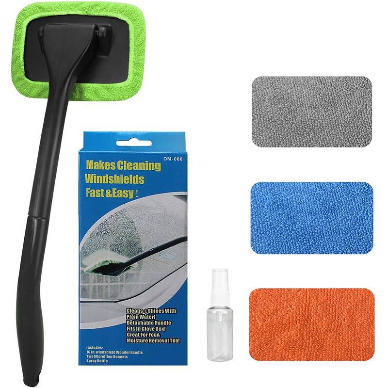 Car Windshield Cleaning Tool – Extendable Handle with 4 Washable