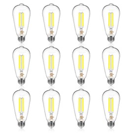 DAYBETTER 12 Pack Vintage LED Edison Bulbs, E26 Led Bulb 60W Equivalent, Dimmable Led Light Bulbs, High Brightness 600 LM Daylight White 5000K, ST58 Antique Filament Bulbs, Clear Glass Style for Home