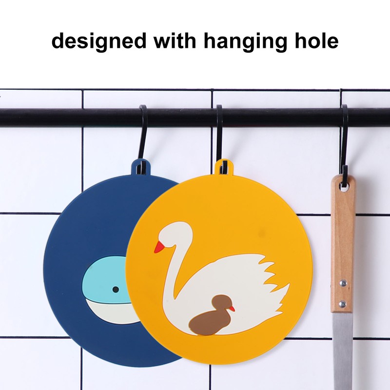 6Pcs Silicone Trivet Mats Cartoon Style Anti Slip Flexible Hanging