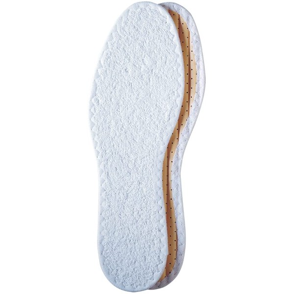 pedag Summer Pure Terry Cotton Insole, Handmade in Germany, Absorbs Sweat & Controls Odor Ideal for Wear Without Socks, Washable, US M10 / EU 43, White, 1 Pair