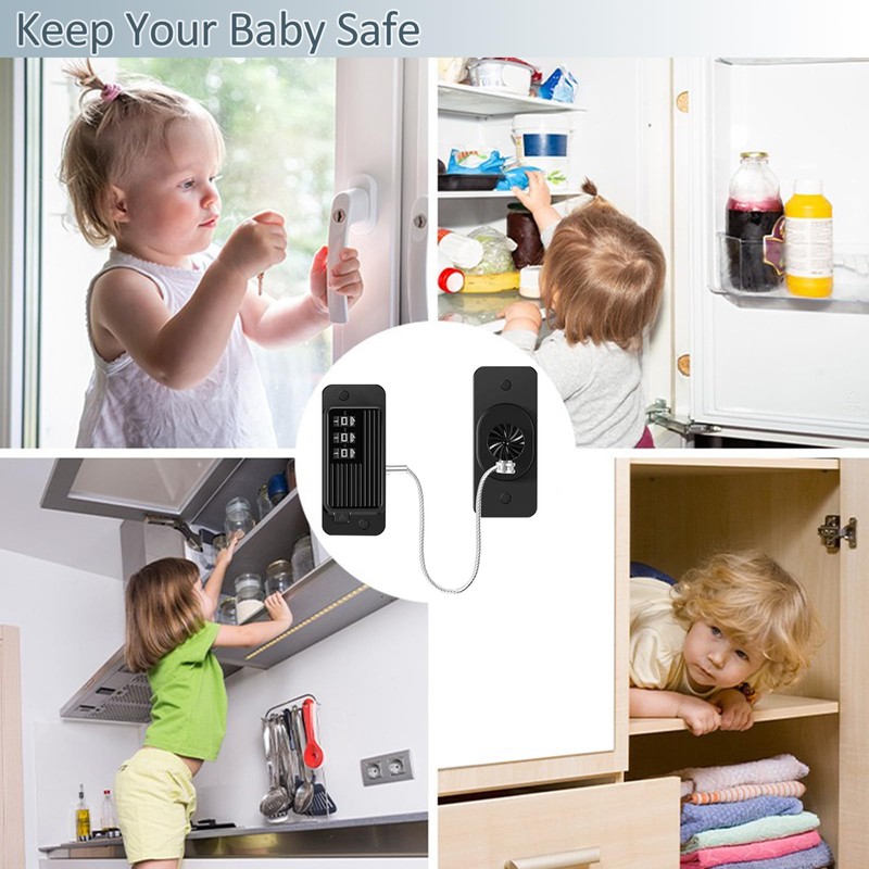 Refrigerator Lock Combination, Child Proof Fridge Lock, Cabinet Locks Baby